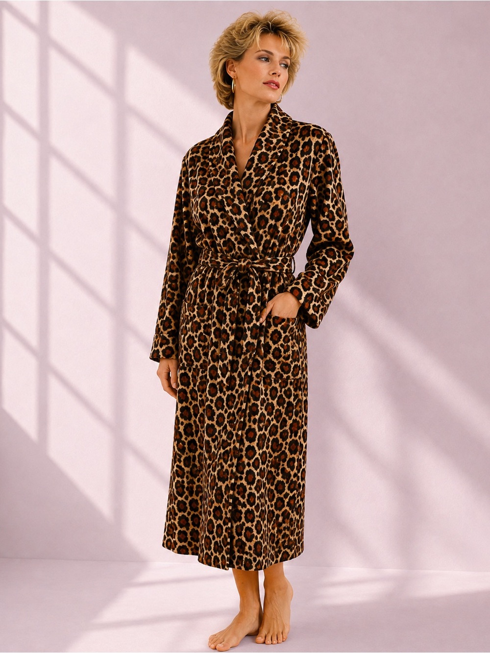 🐆 Vintage Victoria’s Secret Leopard Print Rayon Wrap Robe M/L Made in USA